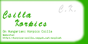 csilla korpics business card